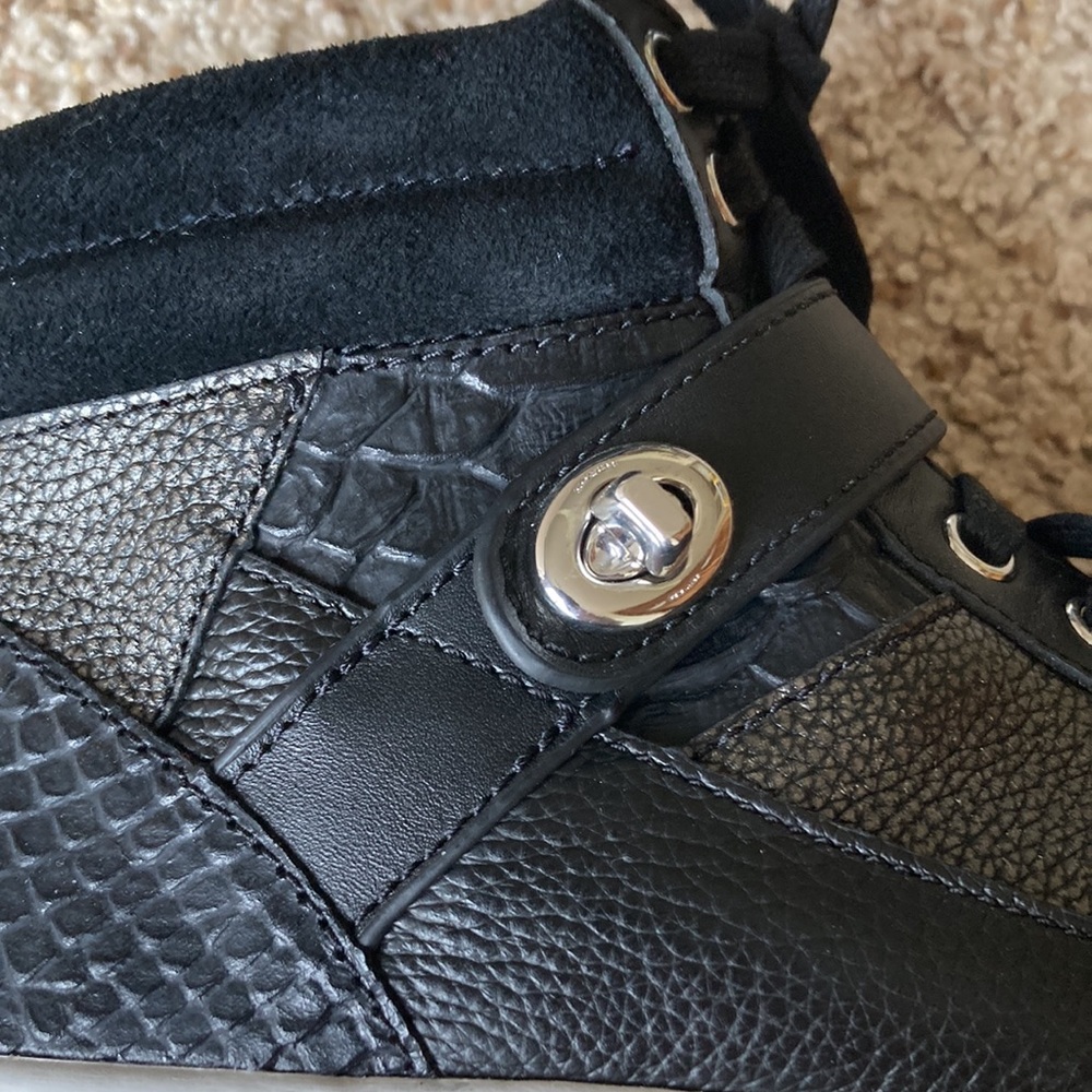Coach Black and White Fashion Sneakers with Textured Finish - Picture 5 of 12